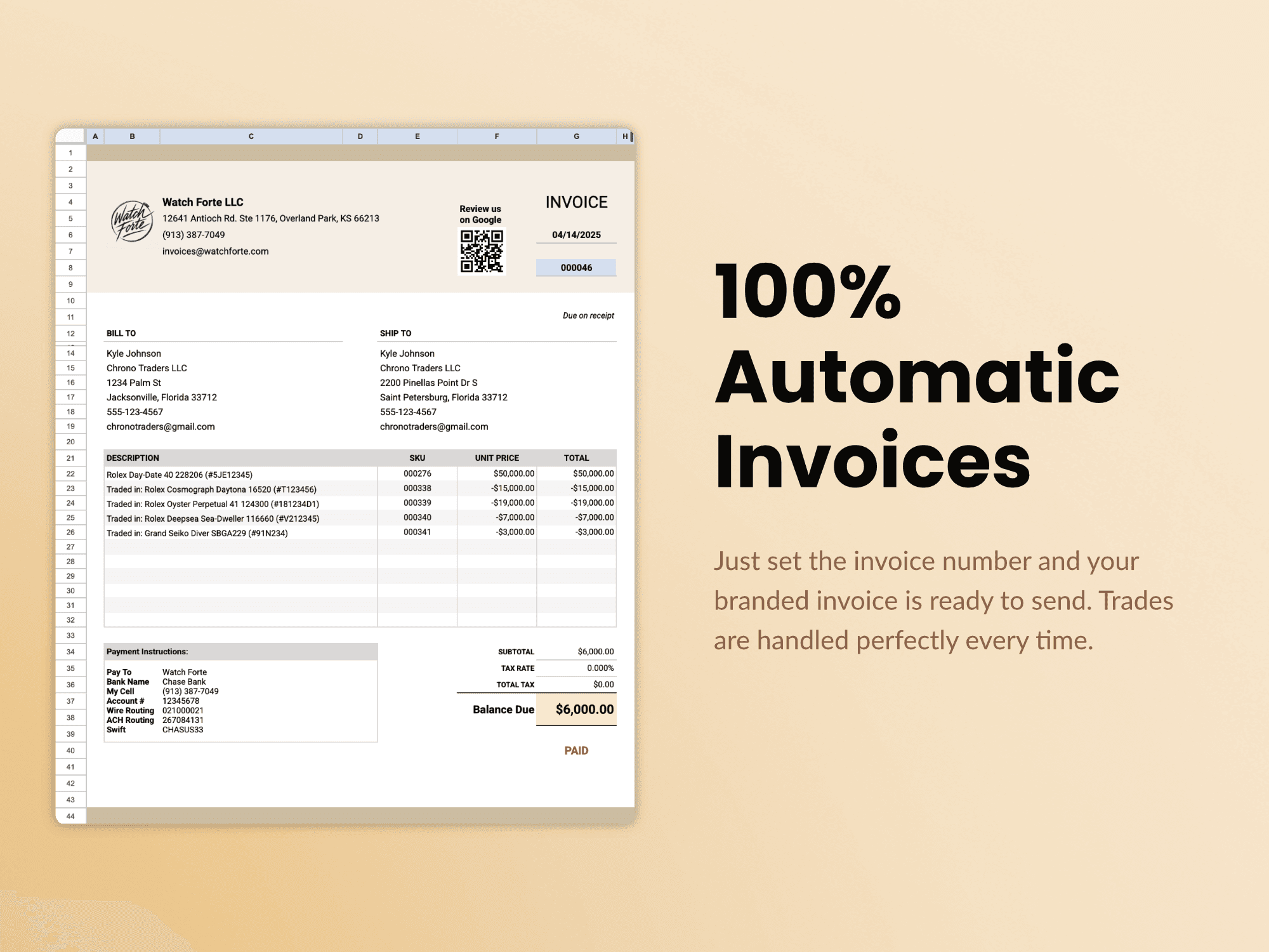 100% Automatic Invoices